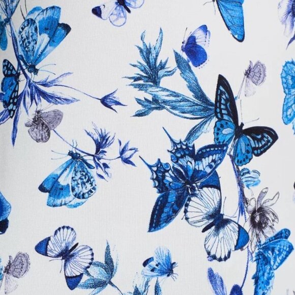 NEW L'AGENCE ressi short sleeve tee in white blue tonal butterflies Size XS - Picture 5 of 6